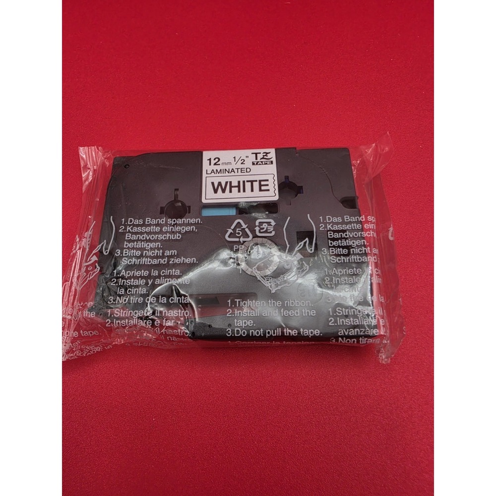 TZ Tape Label Tape Unisex OS White Like New Laminated 1/2" TZ-231